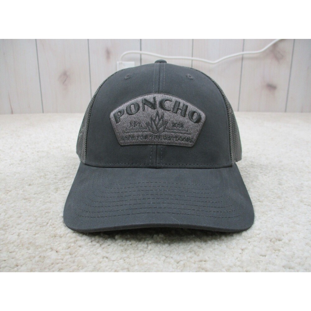 Poncho Hat Cap Snap Back Gray Trucker Adjustable Outdoors Casual Mens
